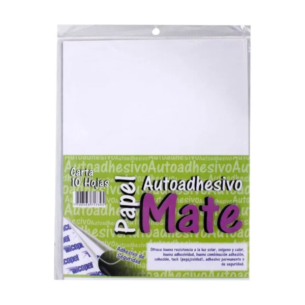 Rótulo Adhesivo Carta Mate x 10 Hojas