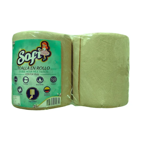 Toalla en Rollo Center Pull Sofi Natural 100 m x 2